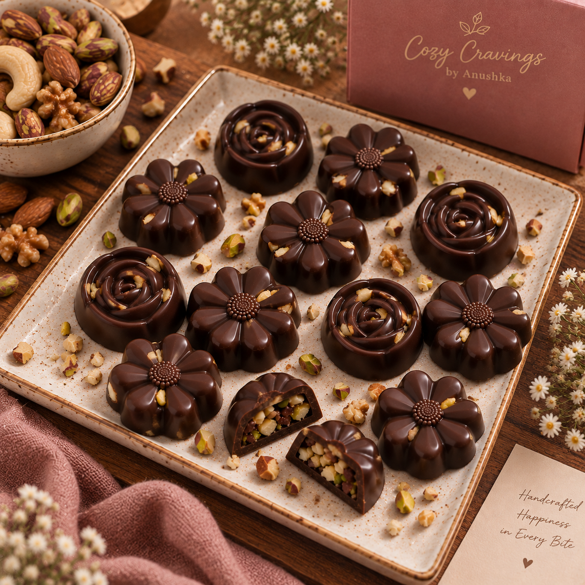 Dry Fruits Dark Chocolate Bites